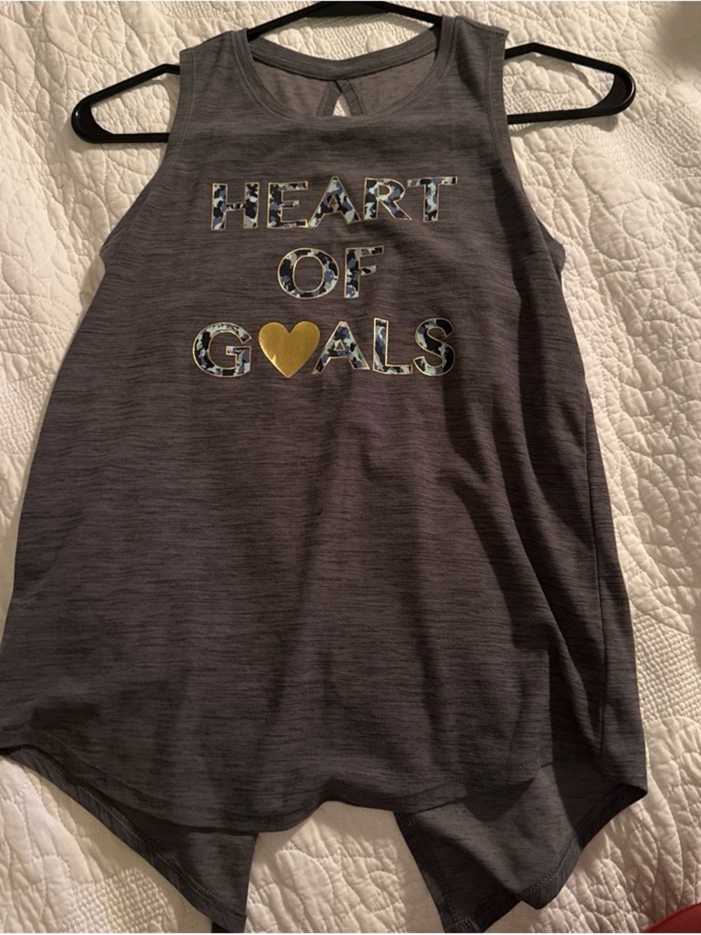 Heart of Goals Girls' Gray Graphic Tank Top